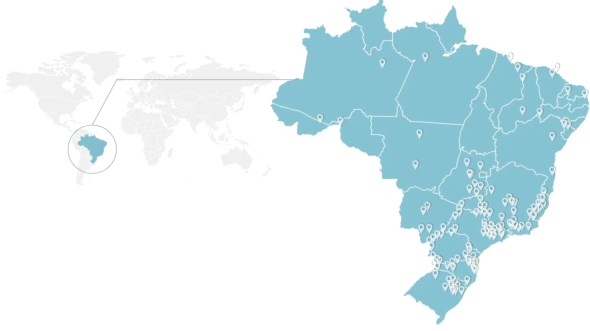 Brazil map with DIO's presence